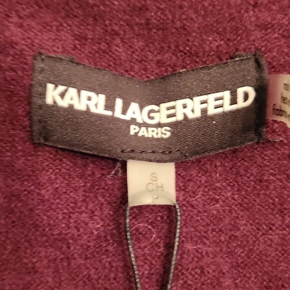 Karl Lagerfeld Paris Long Boiled Wool Jacket Coat in Raisin Purple Size S NWT! - Picture 8 of 11